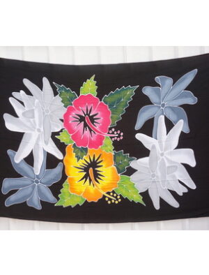 Black Multi Flower Sarongs & Wraps