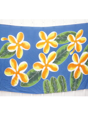 Blue Hand Painted Bikini Wrap with Flowers