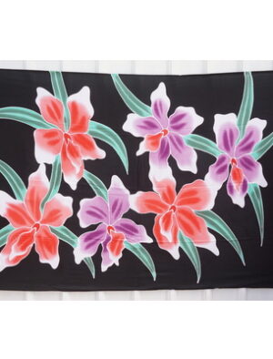 Black Six Flower Sarong Wraps