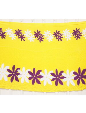 Yellow Sarong Wrap with Flower Trim