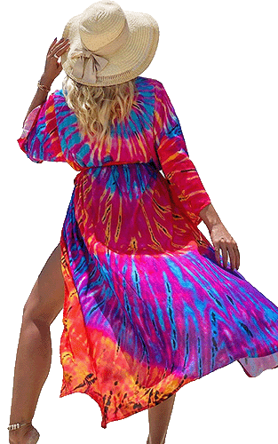 Bsubseach Plus Size Print Summer Kimono Cardigans Bathing Suit Cover Ups for Swimwear Women